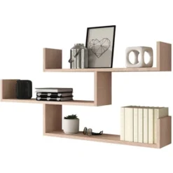 Selsey KASSI - Mensole A Partete / Scaffale Murale / Ripiani A 3 Livelli / Pannello Sospeso / Mensole A Muro (Quercia) -Negozio al dettaglio VIDAXL || HOMCOM || Songmics 19185757 3
