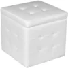 Dmora Pouf- Contenitore In Ecopelle, Colore Bianco, Cm 45 X 47 X 45, Con Imballo Rinforzato