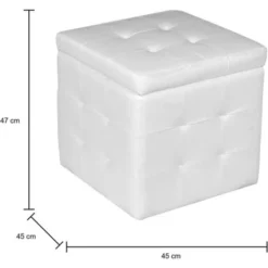 Dmora Pouf- Contenitore In Ecopelle, Colore Bianco, Cm 45 X 47 X 45, Con Imballo Rinforzato -Negozio al dettaglio VIDAXL || HOMCOM || Songmics 19702548 3