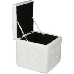 Dmora Pouf- Contenitore In Ecopelle, Colore Bianco, Cm 45 X 47 X 45, Con Imballo Rinforzato -Negozio al dettaglio VIDAXL || HOMCOM || Songmics 19702548 4