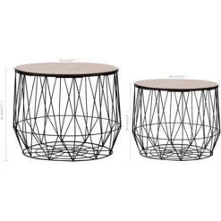 Tavolini Da Caffè 2 Pz Neri VidaXL -Negozio al dettaglio VIDAXL || HOMCOM || Songmics 19703138 3