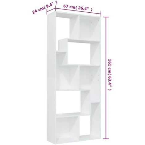 Libreria Bianca 67x24x161 Cm In Legno Multistrato VidaXL 3 Libreria Bianca 67x24x161 Cm In Legno Multistrato VidaXL - immagine 3