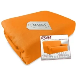 COPRIDIVANO Universale Elasticizzato ROMA Antimacchia ARANCIO 1 POSTO Da Cm. 80 A 110