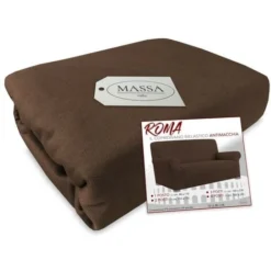 COPRIDIVANO Universale Elasticizzato ROMA Antimacchia MARRONE 1 POSTO Da Cm. 80 A 110