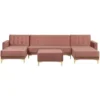 Divano Letto A U Con Ottomana In Velluto Rosa Aberdeen