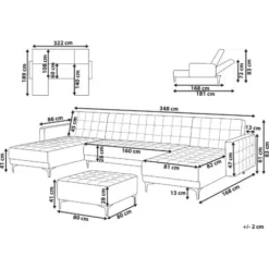 Divano Letto A U Con Ottomana In Velluto Rosa Aberdeen -Negozio al dettaglio VIDAXL || HOMCOM || Songmics 19903154 3