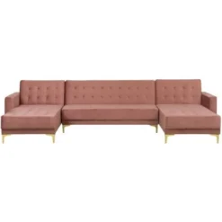 Divano Letto A Forma Di U In Velluto Rosa Aberdeen