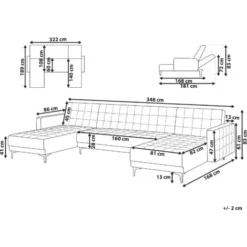 Divano Letto A Forma Di U In Velluto Rosa Aberdeen -Negozio al dettaglio VIDAXL || HOMCOM || Songmics 19903156 3