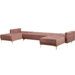 Divano Letto A Forma Di U In Velluto Rosa Aberdeen -Negozio al dettaglio VIDAXL || HOMCOM || Songmics 19903156 5