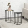 [en.casa] Set Di 2 Tavolini Da Salotto Con Piano Tondo In 2 Misure Diverse Tavolini D'Appoggio In Metallo - Nero