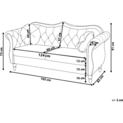 Divano In Velluto Beige 2 Posti Con Cuscini Stile Chesterfield Retrò Skien -Negozio al dettaglio VIDAXL || HOMCOM || Songmics 20045364 3