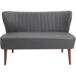 Homcom Divano A 2 Posti Con Telaio In Legno E Rivestimento In Pelle Sintetica Grigio