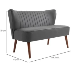 Homcom Divano A 2 Posti Con Telaio In Legno E Rivestimento In Pelle Sintetica Grigio -Negozio al dettaglio VIDAXL || HOMCOM || Songmics 20211986 3