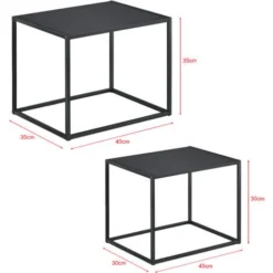 Set Di 2 Tavolini Bassi In Misure Diverse Tavoli Da Salotto / Soggiorno / Sala Di Attesa Tavolini In Metallo Con Superficie AntiGraffio - Nero Opaco -Negozio al dettaglio VIDAXL || HOMCOM || Songmics 20235824 3