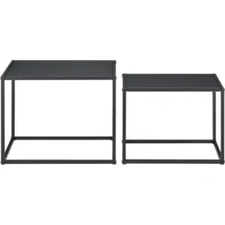 Set Di 2 Tavolini Bassi In Misure Diverse Tavoli Da Salotto / Soggiorno / Sala Di Attesa Tavolini In Metallo Con Superficie AntiGraffio - Nero Opaco -Negozio al dettaglio VIDAXL || HOMCOM || Songmics 20235824 4