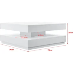 [en.casa] Tavolino Da Caffè Con Piano Girevole 76 X 76 X 38 Cm Tavolino Da Salotto Con 1 Ripiano Tavolino Basso - Bianco -Negozio al dettaglio VIDAXL || HOMCOM || Songmics 20282436 3