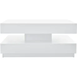 [en.casa] Tavolino Da Caffè Con Piano Girevole 76 X 76 X 38 Cm Tavolino Da Salotto Con 1 Ripiano Tavolino Basso - Bianco -Negozio al dettaglio VIDAXL || HOMCOM || Songmics 20282436 4