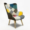 Poltrona Sedia Design Moderno Con Braccioli Patchwork Patchy Chic