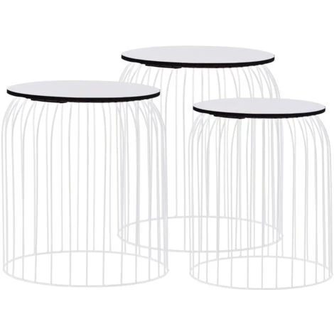 Tavolini Da Caffè 3 Pz Bianchi VidaXL 2 Tavolini Da Caffè 3 Pz Bianchi VidaXL - immagine 2