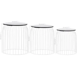 Tavolini Da Caffè 3 Pz Bianchi VidaXL 7 Tavolini Da Caffè 3 Pz Bianchi VidaXL -Negozio al dettaglio VIDAXL || HOMCOM || Songmics 21132767 3