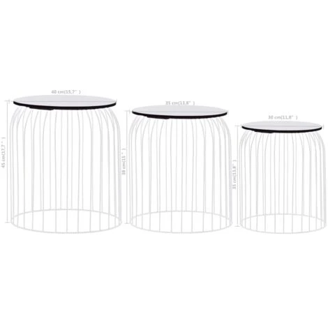 Tavolini Da Caffè 3 Pz Bianchi VidaXL 3 Tavolini Da Caffè 3 Pz Bianchi VidaXL - immagine 3