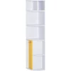 Homcom Scaffale Angolare In Legno Bianco Con 5 Ripiani E Armadietto Giallo 29.8x29.9x147cm