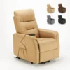 Poltrona Relax Elettrica Reclinabile Con Alzapersona E Ruote In Tessuto Marie Per Anziani Colore: Beige
