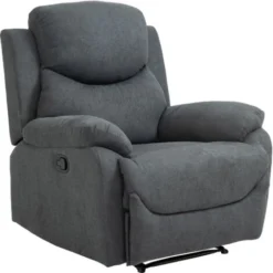 Homcom Poltrona Relax In Lino Grigio Con Schienale Reclinabile E Poggiapiedi