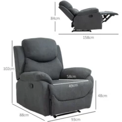 Homcom Poltrona Relax In Lino Grigio Con Schienale Reclinabile E Poggiapiedi -Negozio al dettaglio VIDAXL || HOMCOM || Songmics 22807997 3