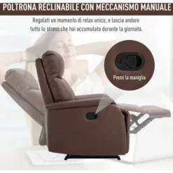 Homcom Poltrona Relax Manuale Con Schienale Reclinabile E Poggiapiedi In Similpelle Marrone -Negozio al dettaglio VIDAXL || HOMCOM || Songmics 22807999 4