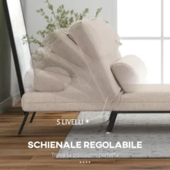 Homcom Poltrona Letto Singolo Con Materasso E Cuscino Imbottito Telaio In Metallo Beige -Negozio al dettaglio VIDAXL || HOMCOM || Songmics 22808002 4