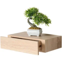 MENSOLA CON CASSETTO DA PARETE COLORE ROVERE SBIANCATO 40 X 24 X 10 CM