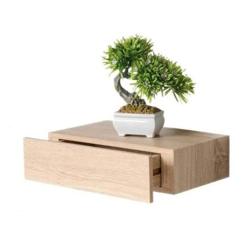 MENSOLA CON CASSETTO DA PARETE COLORE ROVERE SBIANCATO 40 X 24 X 10 CM 2 MENSOLA CON CASSETTO DA PARETE COLORE ROVERE SBIANCATO 40 X 24 X 10 CM - immagine 2