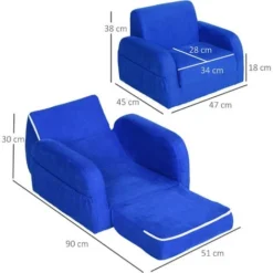 Homcom Poltroncina Letto 2 In 1 Per Cameretta Bambini Blu -Negozio al dettaglio VIDAXL || HOMCOM || Songmics 23173927 3