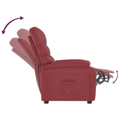 Poltrona Reclinabile Rosso Vino In Similpelle VidaXL 5 Poltrona Reclinabile Rosso Vino In Similpelle VidaXL - immagine 5