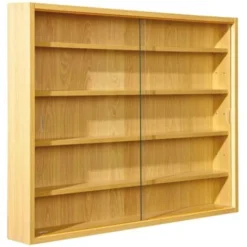 Vetrina Scaffale Acquario Con Doppio Vetro In Faggio, 80x9,5x60 Cm