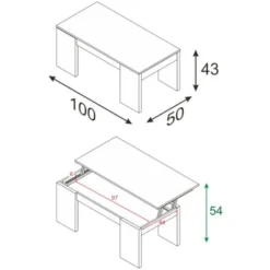 Dmora Tavolino Da Salotto Malibu, Tavolino Da Caffè Con Piano Elevabile, Tavolo Basso Da Soggiorno, Cm 100x50h43/84, Grigio Cenere, Con Imballo Rinforzato 7 Dmora Tavolino Da Salotto Malibu, Tavolino Da Caffè Con Piano Elevabile, Tavolo Basso Da Soggiorno, Cm 100x50h43/84, Grigio Cenere, Con Imballo Rinforzato -Negozio al dettaglio VIDAXL || HOMCOM || Songmics 23993151 3
