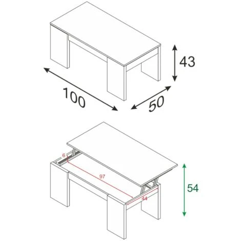 Dmora Tavolino Da Salotto Malibu, Tavolino Da Caffè Con Piano Elevabile, Tavolo Basso Da Soggiorno, Cm 100x50h43/84, Grigio Cenere, Con Imballo Rinforzato 3 Dmora Tavolino Da Salotto Malibu, Tavolino Da Caffè Con Piano Elevabile, Tavolo Basso Da Soggiorno, Cm 100x50h43/84, Grigio Cenere, Con Imballo Rinforzato - immagine 3