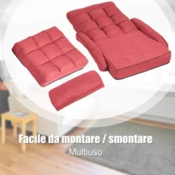 Poltrona Divano, Sedia Da Terra Con Braccioli E Cuscino, 5 Livelli Regolabili, Multifunzione E Pieghevole, 173 X 69 X 12 Cm, Bianco/Rosso/Blu (Rosso) -Negozio al dettaglio VIDAXL || HOMCOM || Songmics 24107096 4