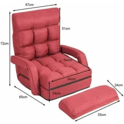 Poltrona Divano, Sedia Da Terra Con Braccioli E Cuscino, 5 Livelli Regolabili, Multifunzione E Pieghevole, 173 X 69 X 12 Cm, Bianco/Rosso/Blu (Rosso) -Negozio al dettaglio VIDAXL || HOMCOM || Songmics 24107096 5