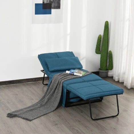 Homcom Brandina Pieghevole 2 In 1 Trasformabile In Pouf Con Schienale Regolabile Blu 2 Homcom Brandina Pieghevole 2 In 1 Trasformabile In Pouf Con Schienale Regolabile Blu - immagine 2