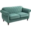 Homcom Divano 2 Posti In Legno E Velluto Verde Design Vintage 148 X 72 X 76cm