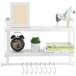 Mensola Da Parete Legno E Metallo Design Moderno Con Asta E Ganci Bagno Cucina 9 Mensola Da Parete Legno E Metallo Design Moderno Con Asta E Ganci Bagno Cucina -Negozio al dettaglio VIDAXL || HOMCOM || Songmics 24201737 5