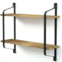 Mensola Parete 2 Mensole Ripiani Design Moderno Scaffale Libreria Legno Metallo -Negozio al dettaglio VIDAXL || HOMCOM || Songmics 24380274 3