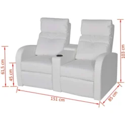 Divano Reclinabile A 2 Posti In Pelle Artificiale Bianca VidaXL -Negozio al dettaglio VIDAXL || HOMCOM || Songmics 2471684 3