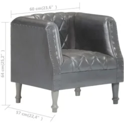 Poltrona A Pozzetto Grigia In Vera Pelle Di Capra VidaXL -Negozio al dettaglio VIDAXL || HOMCOM || Songmics 24967640 3