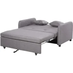 Homcom Divano Letto Con Vano Contenitore E Design Moderno In Lino Grigio