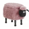 Pouf Contenitore Per Bambini Finta Pelliccia Rosa Con Gambe Legno Sheep