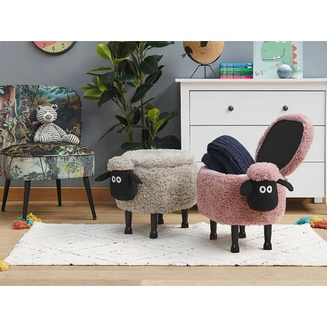 Pouf Contenitore Per Bambini Finta Pelliccia Rosa Con Gambe Legno Sheep 2 Pouf Contenitore Per Bambini Finta Pelliccia Rosa Con Gambe Legno Sheep - immagine 2