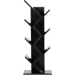 Libreria In Stile Scandinavo Con 7 Ripiani - Legno Nero - MDF